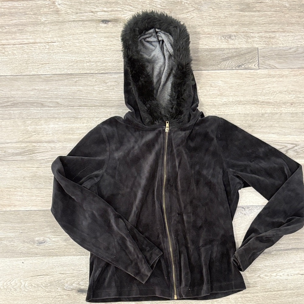 Women's Black Faux Fur Hooded Jacket
